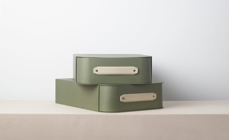 Olive green Miami storage box by SAGITINE, single size, stylish design for home organization