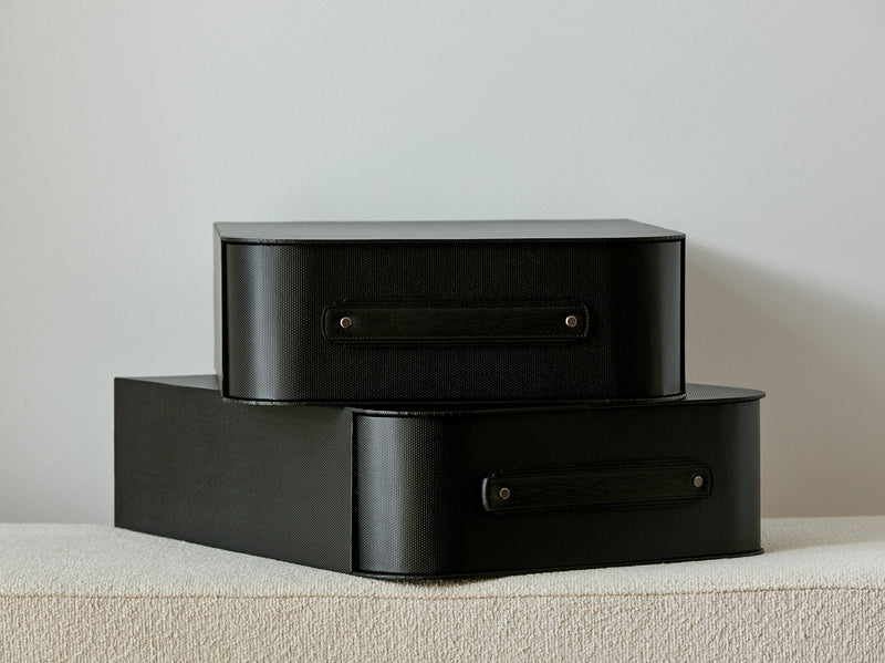 Black Miami storage box by SAGITINE with a sleek design, perfect for organizing and storing items.