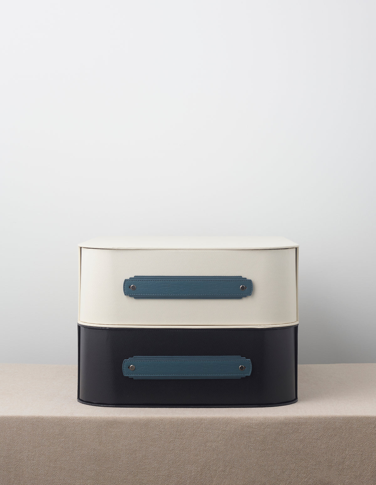 Blue leather handle by Sagitine, designed for durability and style.