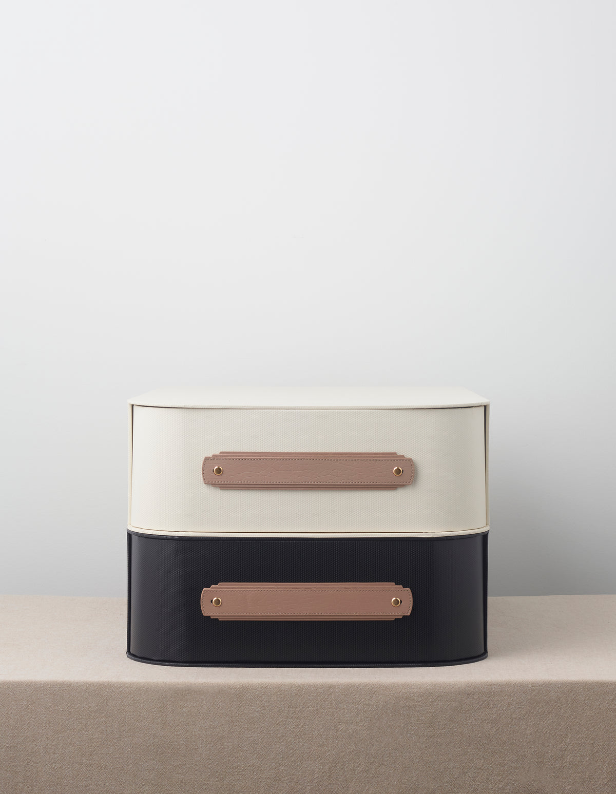 Blush leather handle by Sagitine with elegant design, ideal for cabinetry and furniture pulls