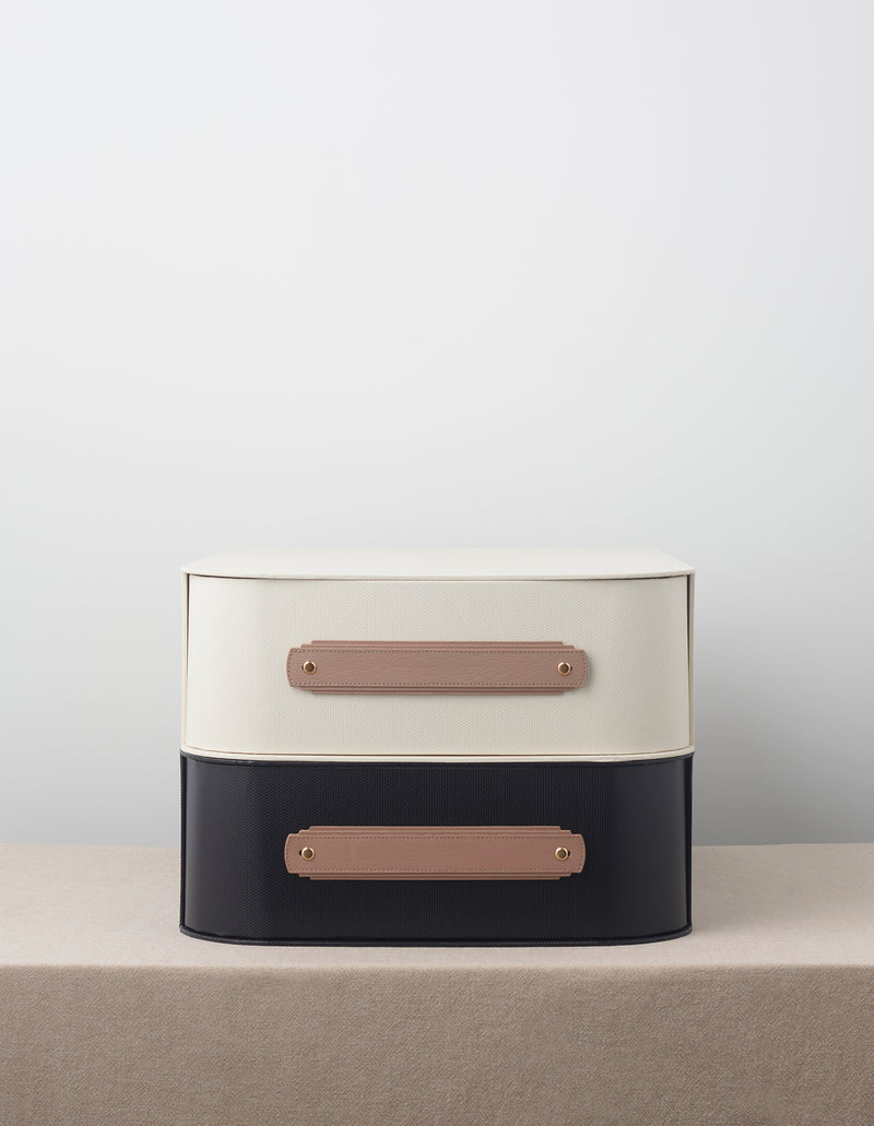 Blush leather handle by Sagitine with elegant design, ideal for cabinetry and furniture pulls