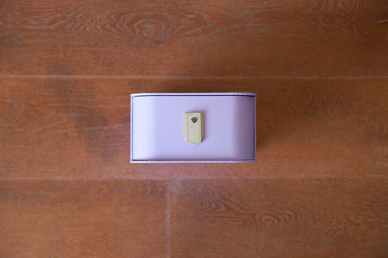 Lilac Milan Shoe Box by SAGITINE, showcasing a stylish storage solution for single or multi-pair shoes.