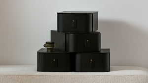 Black Milan Shoe Box by SAGITINE, suitable for single or multiple shoe storage, sleek and stylish design.